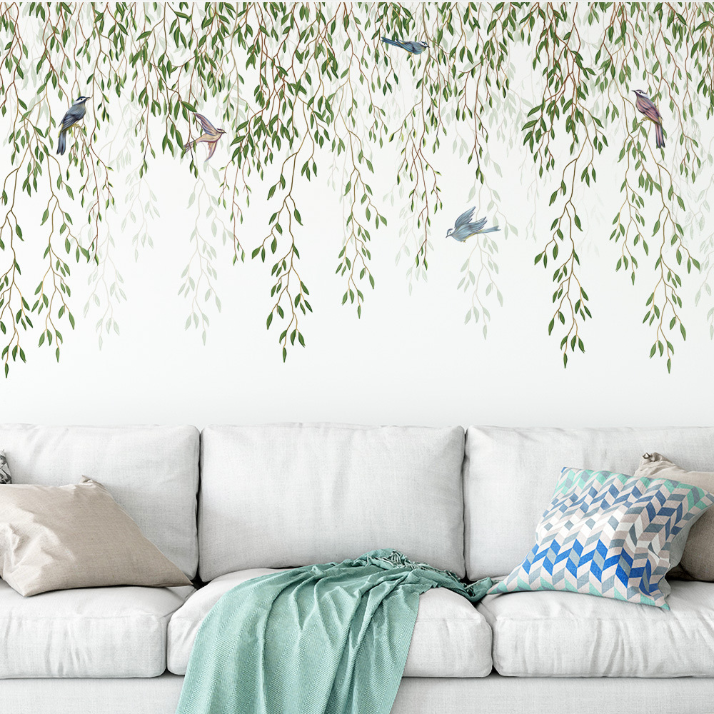 M169 folha verde pássaro plant - Pvc Panel Background avaliação e preço