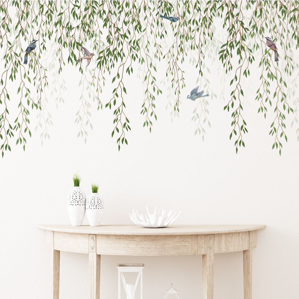 M169 folha verde pássaro plant - Pvc Panel Background avaliação e preço