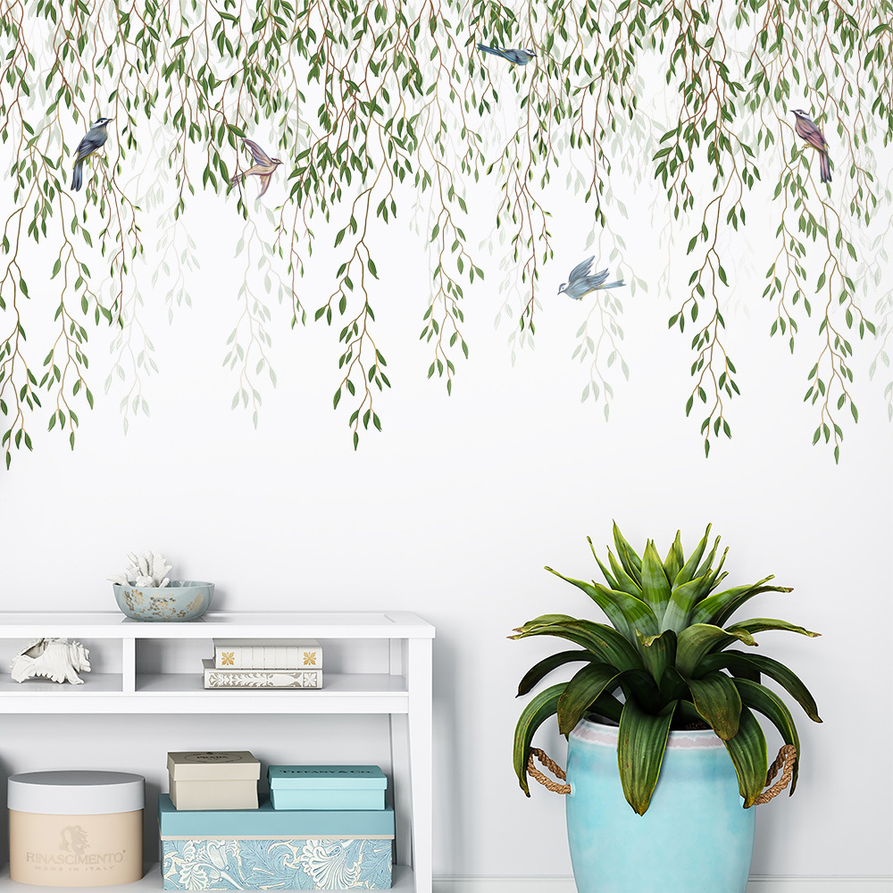 M169 folha verde pássaro plant - Pvc Panel Background avaliação e preço